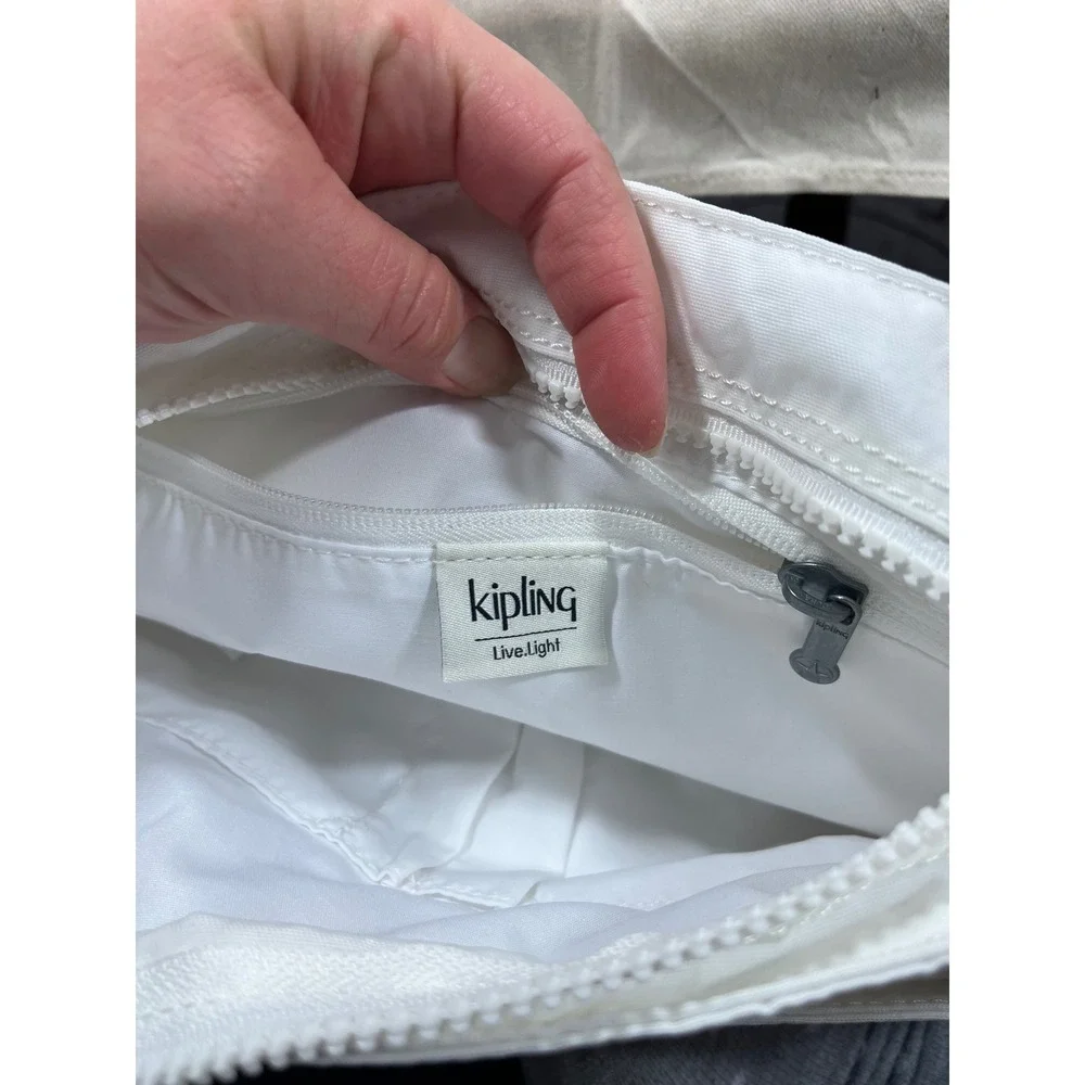 Kipling Crossbody‎ Bag White Nylon Adjustable Strap Zip Pockets